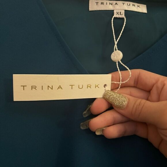 Trina Turk NWT Enamel 3/4 Bell Sleeve Chic Feminine Loose Flowy Top X Large - Picture 8 of 11